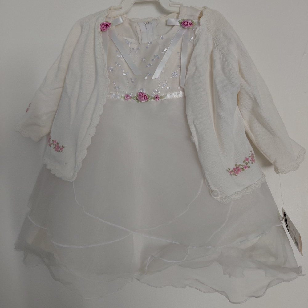 The Lullaby Club White and Pink Formal Kids Dress